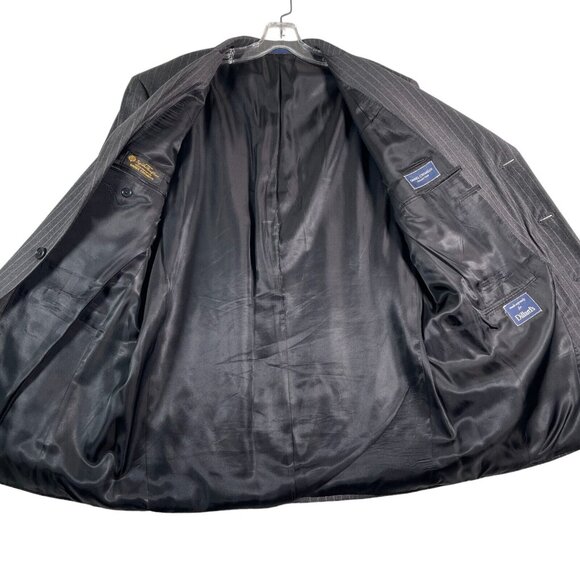 Daniel Cremieux Loro‎ Piana Mens Blazer 44R Black Striped 3 Button Wool Italy - Picture 4 of 15